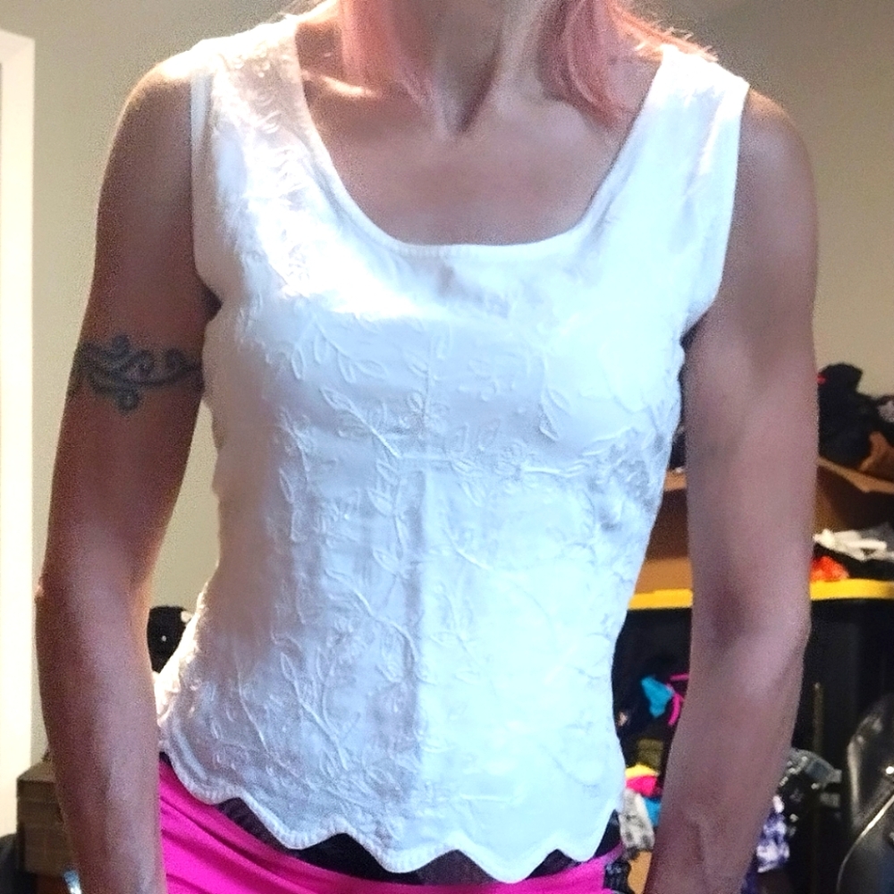 White lace-up back top